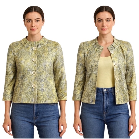 People Like Frank Jackets & Blazers - People Like Frank Metallic Green Swing Jacket